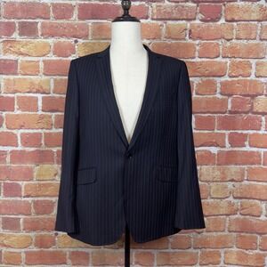 TED BAKER Blazer Sport Coat Men's Size 5 (42R) Navy Striped One Button Jacket